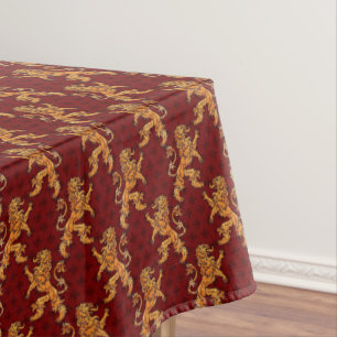 Mittelalterliche Goldlöwe-Rot-Lilie Tischdecke