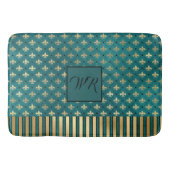 Mittelalterliche Goldrüstung Aquamarin elegant Lux Badematte (Vorderseite)