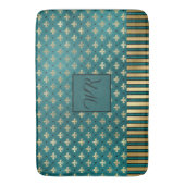 Mittelalterliche Goldrüstung Aquamarin elegant Lux Badematte (Vorderseite Vertikal)