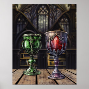 Mittelalterliche Gotische Grüne Goblet Burg Poster