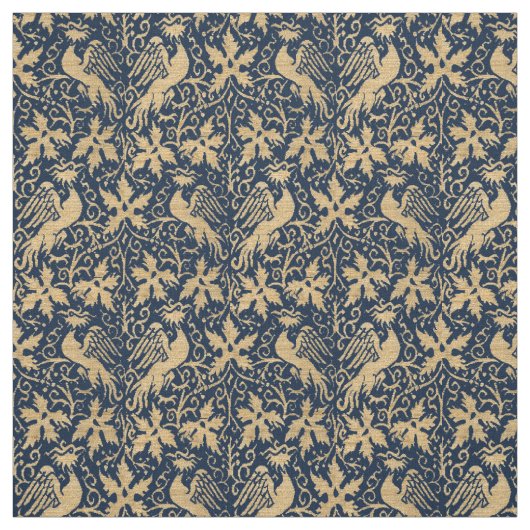 Mittelalterliche Greifvögel in Grapevine Pattern Stoff (Muster)