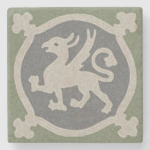 Mittelalterliche Griffin Tile Steinuntersetzer (Vorderseite)