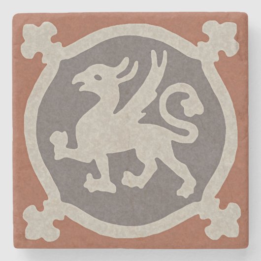 Mittelalterliche Griffin Tile Steinuntersetzer (Vorderseite)