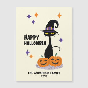 Mittelalterliche Halloween-Atomkatze Magnetkarte