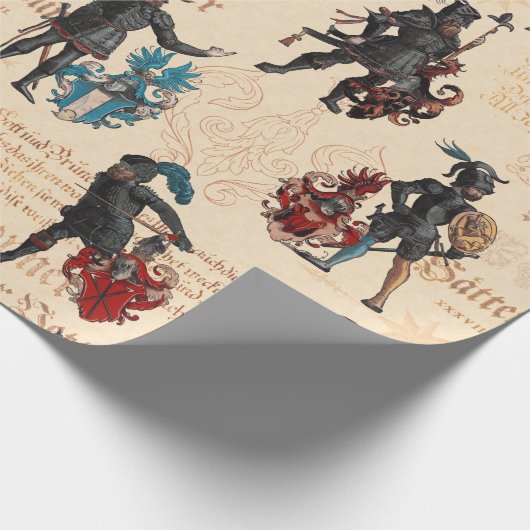 Mittelalterliche Helden - Ritter in deutscher Mili Geschenkpapier (Ecke)