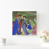 Mittelalterliche Herren und Damen Quadratische Wanduhr (Zuhause)