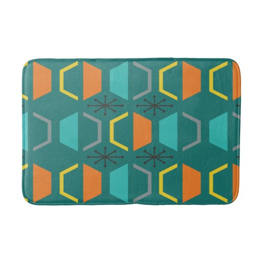 Mittelalterliche Hexagons Aquamarin Badematte (Vorderseite)