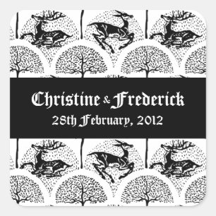 Mittelalterliche Hirsche und Bäume, Souveniraufkle Quadratischer Aufkleber