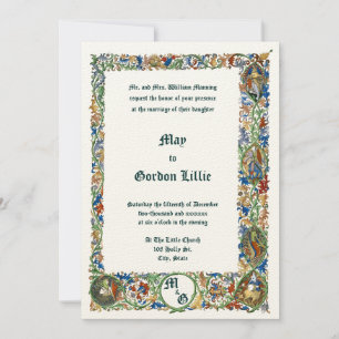 Mittelalterliche Hochzeit 1400er illuminiert Einladung