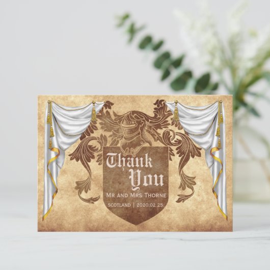 Mittelalterliche Hochzeit dank Karte (Stehend Vorderseite)