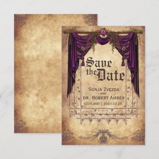 Mittelalterliche Hochzeit Das Datum der Einladung  (Vorne/Hinten)