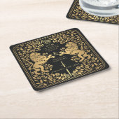 Mittelalterliche Hochzeit der Black Royal Lion Rechteckiger Pappuntersetzer (angewinkelt)