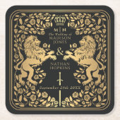 Mittelalterliche Hochzeit der Black Royal Lion Rechteckiger Pappuntersetzer (Vorderseite)