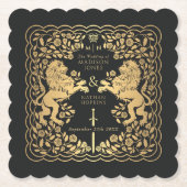 Mittelalterliche Hochzeit der Black Royal Lion Untersetzer (Vorderseite)