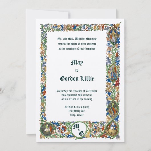 Mittelalterliche Hochzeit des 14. Jahrhunderts Einladung (Vorderseite)