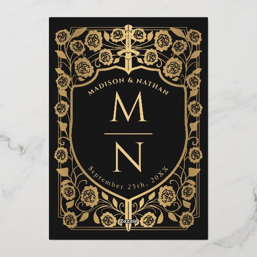 Mittelalterliche Hochzeit des Schwarzen Schwertsch Folieneinladung (Rückseite)