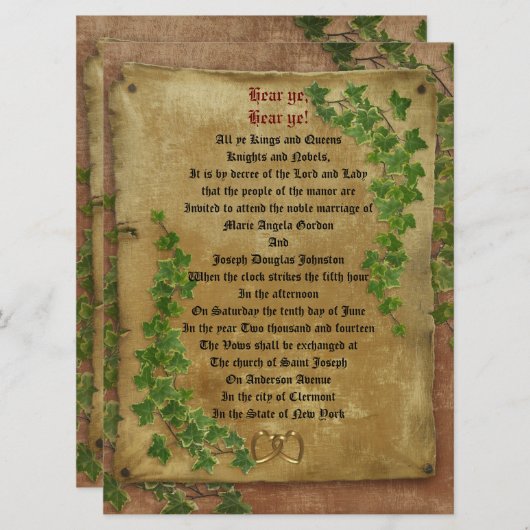 Mittelalterliche Hochzeit Einladung Großformat (Vorne/Hinten)