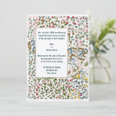 Mittelalterliche Hochzeit mit leuchtenden Blumen Einladung (Stehend Vorderseite)