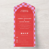 Mittelalterliche Hochzeit mit moderner Rosa-Arche All In One Einladung (Innen Boden)