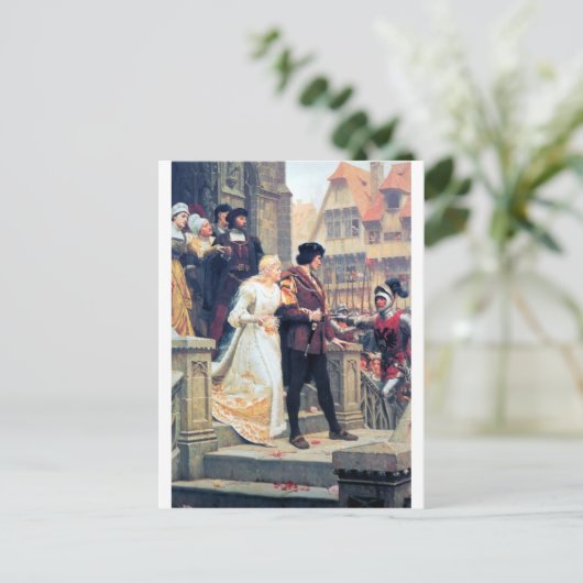 Mittelalterliche Hochzeit Postkarte (Stehend Vorderseite)