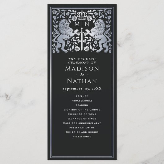 Mittelalterliche Hochzeit von Black & Silver Royal Programm (Vorderseite)