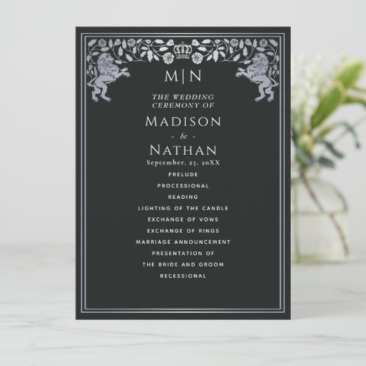 Mittelalterliche Hochzeit von Black & Silver Royal Programm (Stehend Vorderseite)