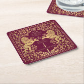 Mittelalterliche Hochzeit von Red Royal Lion Rechteckiger Pappuntersetzer (angewinkelt)