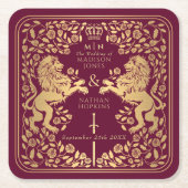 Mittelalterliche Hochzeit von Red Royal Lion Rechteckiger Pappuntersetzer (Vorderseite)