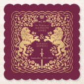 Mittelalterliche Hochzeit von Red Royal Lion Untersetzer (Vorderseite)