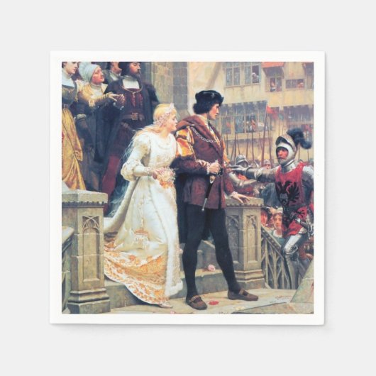 Mittelalterliche Hochzeitbräune - Rittermalerei Serviette (Vorderseite)