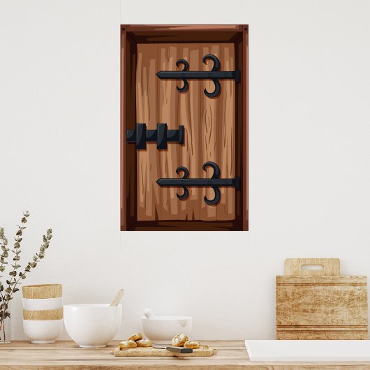 mittelalterliche Holztür Poster (Küche)