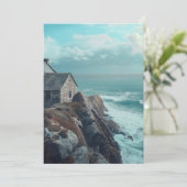 Mittelalterliche Hütte auf einer Klippe Einladung (Stehend Vorderseite)