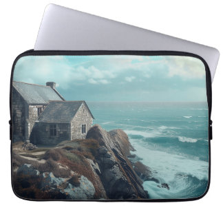 Mittelalterliche Hütte auf einer Klippe Laptopschutzhülle