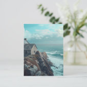 Mittelalterliche Hütte auf einer Klippe Postkarte (Stehend Vorderseite)