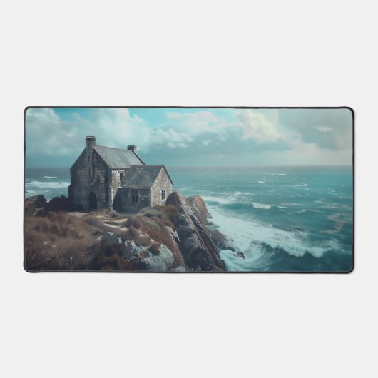 Mittelalterliche Hütte auf einer Klippe Schreibtischunterlage (Vorderseite)