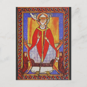 Mittelalterliche Ikone des heiligen Gregor des Gro Postkarte