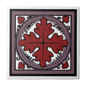 Mittelalterliche Illumination Red Acanthus Leaf Fliese (Vorderseite)