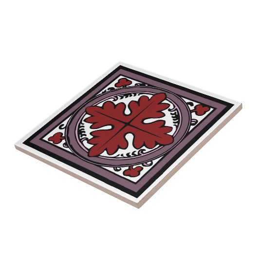 Mittelalterliche Illumination Red Acanthus Leaf Fliese (Seite)