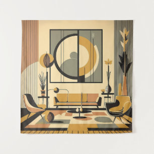 Mittelalterliche Innenarchitektur Herbsttöne Wohnz Wandteppich