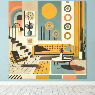 Mittelalterliche Innenarchitektur Wüstenwohnzimmer Leinwanddruck