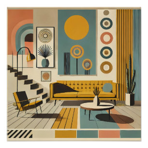 Mittelalterliche Innenarchitektur Wüstenwohnzimmer Poster