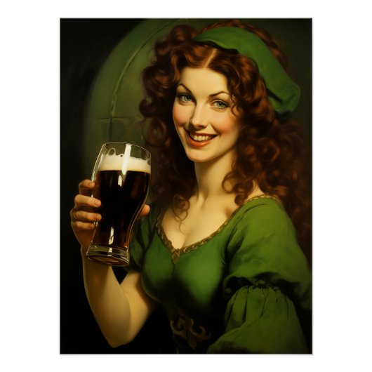 Mittelalterliche Irish Maiden Drink Bierfantasie Poster (Vorderseite)