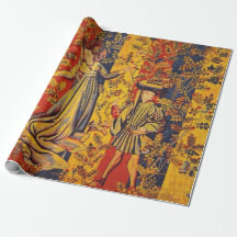 Mittelalterliche italienische Chinoiserie Rot Blau