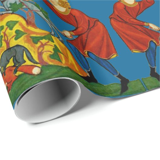 Mittelalterliche Jagd Geschenkpapier (Rolleneckpunkt)