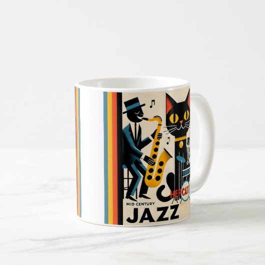 Mittelalterliche Jazz-Zeitalter HepCat Black Cat Kaffeetasse (VorderseiteRechts)
