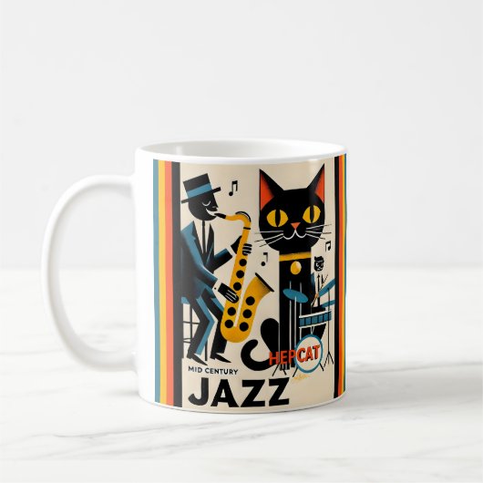Mittelalterliche Jazz-Zeitalter HepCat Black Cat Kaffeetasse (Links)
