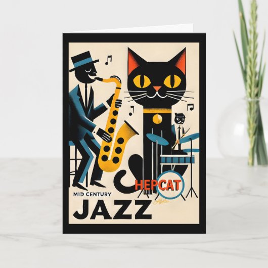Mittelalterliche Jazz-Zeitalter HepCat Black Cat Karte (Vorderseite)