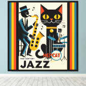 Mittelalterliche Jazz-Zeitalter HepCat Black Cat Leinwanddruck (Insitu (Holzboden))