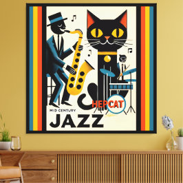 Mittelalterliche Jazz-Zeitalter HepCat Black Cat Leinwanddruck