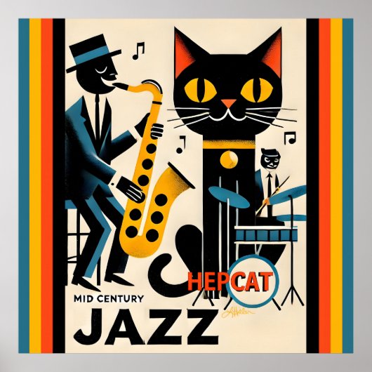 Mittelalterliche Jazz-Zeitalter HepCat Black Cat Poster (Vorne)